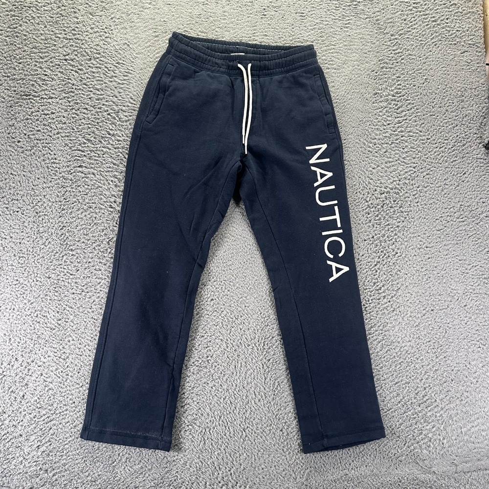 Nautica Sweatpants Mens XS Blue Cotton Straight Fleece-Lined Activewear Running